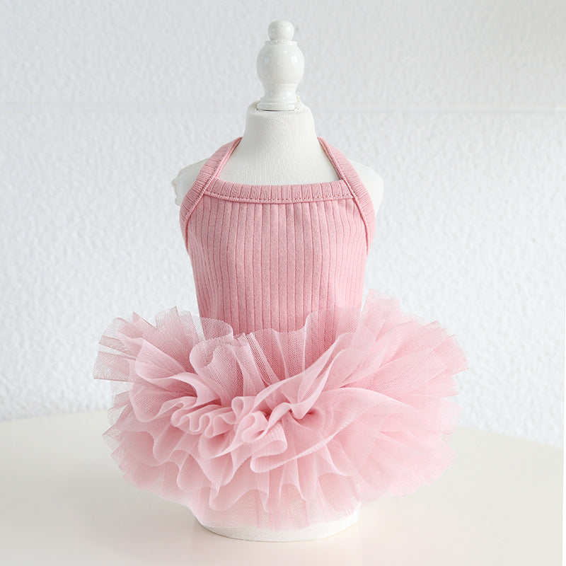 KFX-6433853 Elegant Ballet Pettiskirt for Dogs and Cats in Pink, Purple, Gray, and Blue - Casual Cotton Pet Clothing