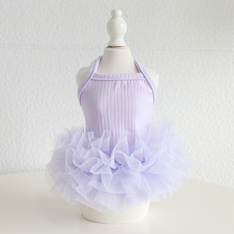 KFX-6433853 Elegant Ballet Pettiskirt for Dogs and Cats in Pink, Purple, Gray, and Blue - Casual Cotton Pet Clothing