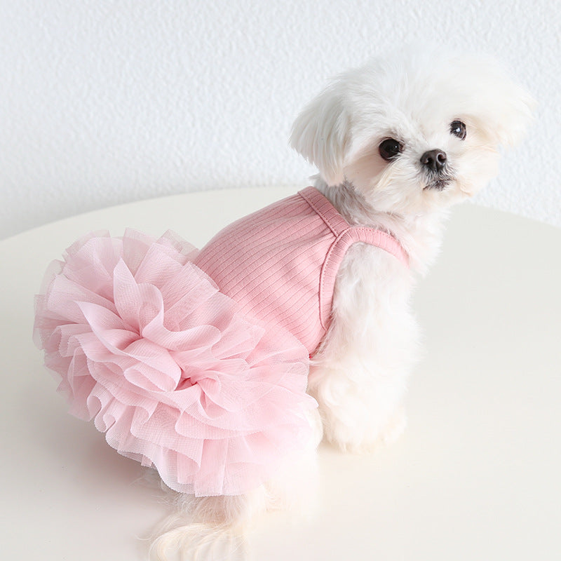 KFX-6433853 Elegant Ballet Pettiskirt for Dogs and Cats in Pink, Purple, Gray, and Blue - Casual Cotton Pet Clothing