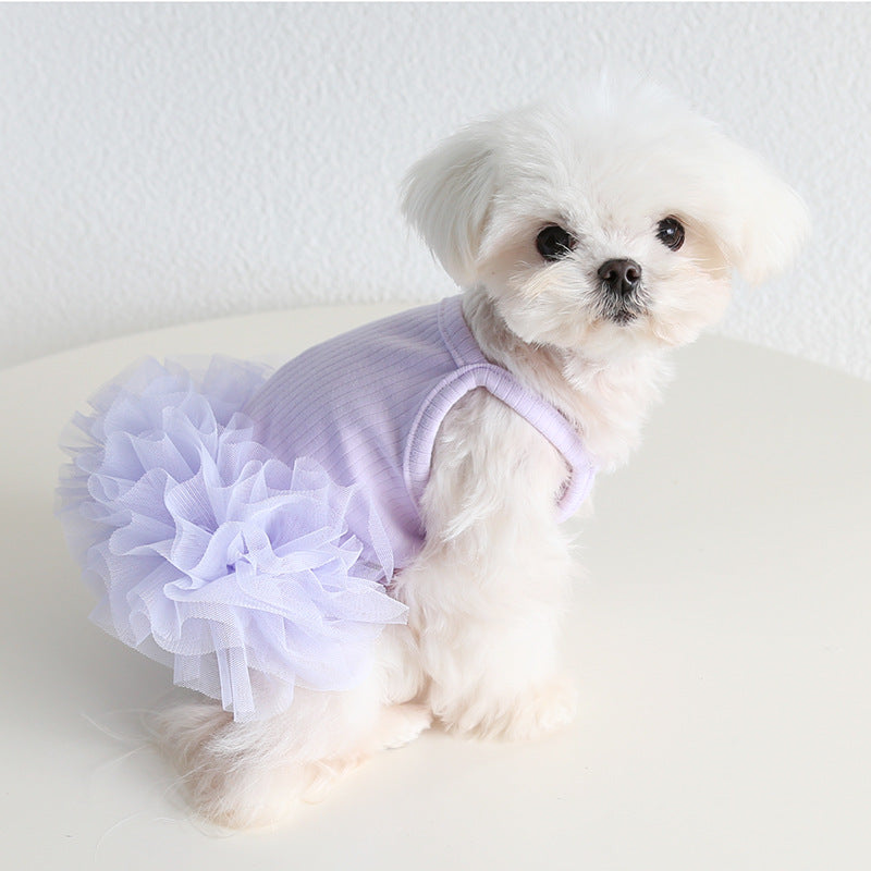 KFX-6433853 Elegant Ballet Pettiskirt for Dogs and Cats in Pink, Purple, Gray, and Blue - Casual Cotton Pet Clothing