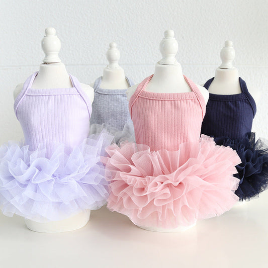 KFX-6433853 Elegant Ballet Pettiskirt for Dogs and Cats in Pink, Purple, Gray, and Blue - Casual Cotton Pet Clothing