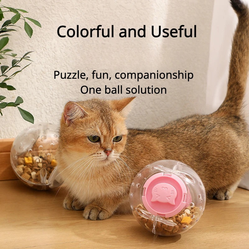 KFX-6436541 Interactive Slow Feeding Ball for Cats and Dogs - Treat Dispenser and Training Toy - Non-Toxic ABS Material