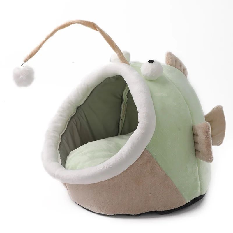 KFX-6439101 Winter Cat Nest Lantern House - Semi-closed Deerskin Velvet Small Dog Kennel for Cozy Comfort, Suitable for Multiple Cats