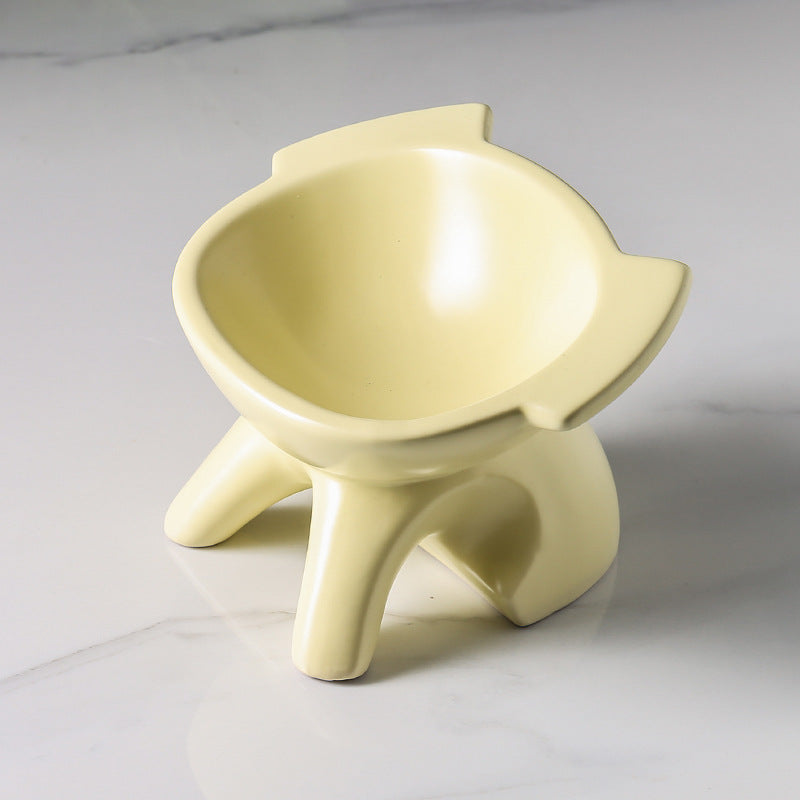 KFX-6439229 Ceramic Cat Food Bowl with High-Leg Incline for Cervical Spine Support