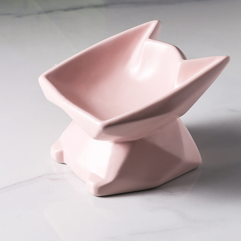 KFX-6439229 Ceramic Cat Food Bowl with High-Leg Incline for Cervical Spine Support