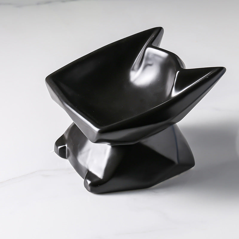 KFX-6439229 Ceramic Cat Food Bowl with High-Leg Incline for Cervical Spine Support