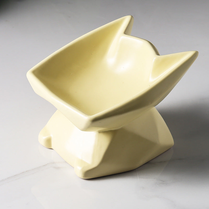 KFX-6439229 Ceramic Cat Food Bowl with High-Leg Incline for Cervical Spine Support