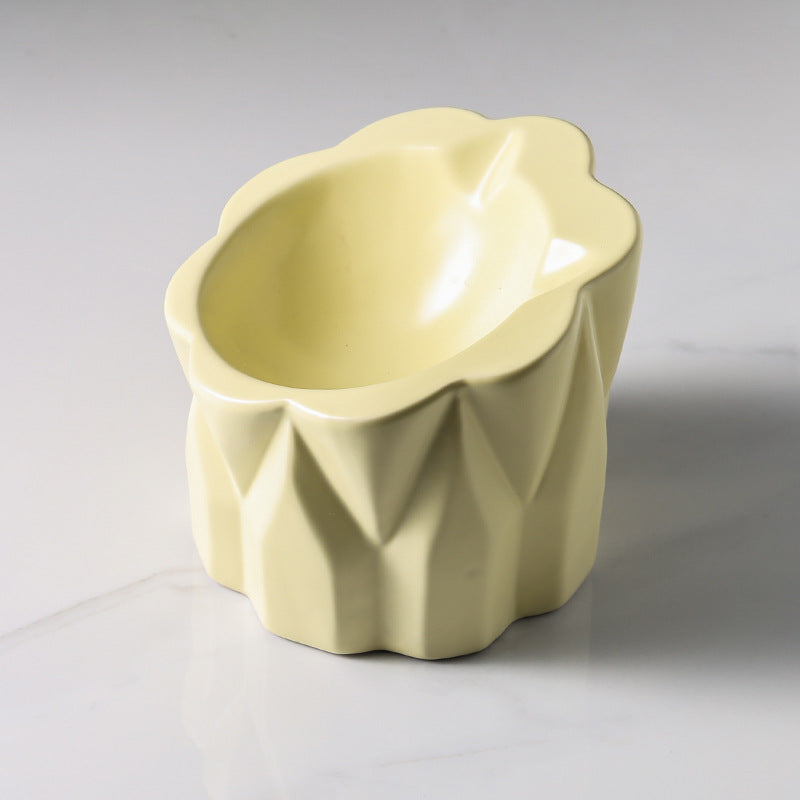 KFX-6439229 Ceramic Cat Food Bowl with High-Leg Incline for Cervical Spine Support