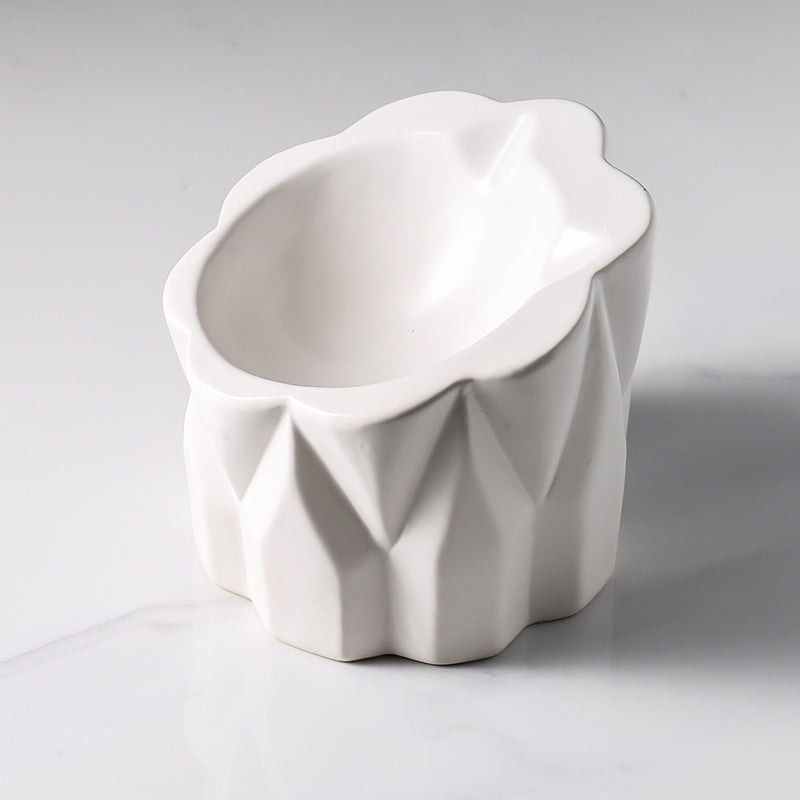 KFX-6439229 Ceramic Cat Food Bowl with High-Leg Incline for Cervical Spine Support