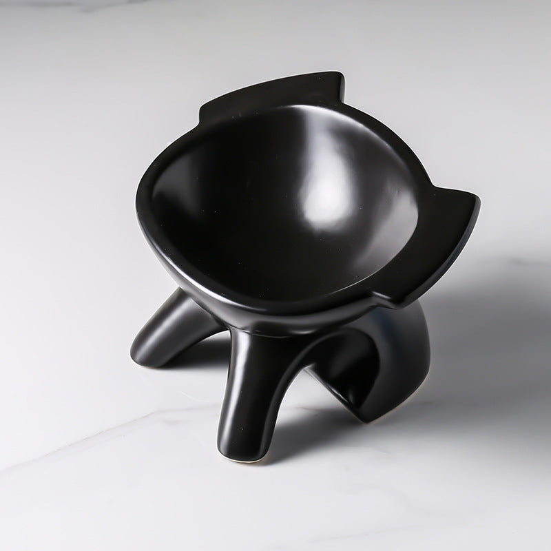 KFX-6439229 Ceramic Cat Food Bowl with High-Leg Incline for Cervical Spine Support