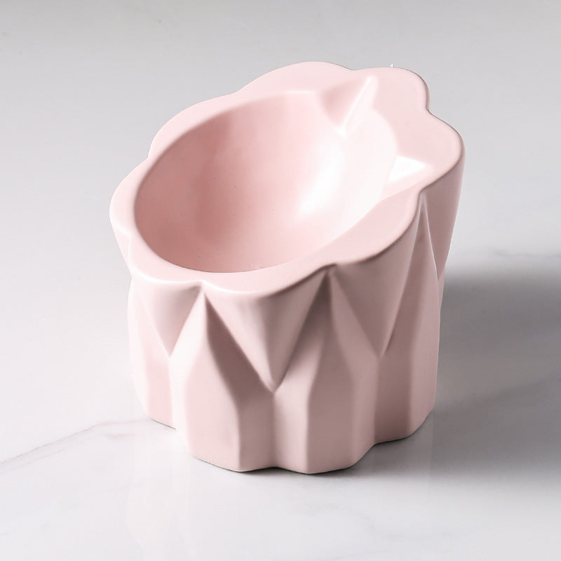 KFX-6439229 Ceramic Cat Food Bowl with High-Leg Incline for Cervical Spine Support