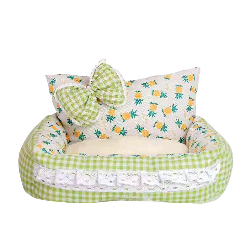 KFX-6440893 Cozy Flannel Pet Nest for Cats and Dogs - Square Shape, Cotton & Hemp, Two Sizes Available