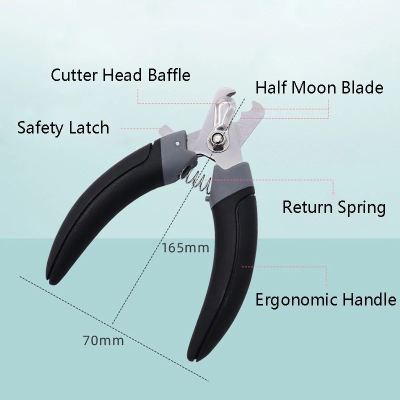 KFX-6442813 Stainless Steel Half Moon Nail Clippers for Cats and Dogs - Durable and Ergonomic Design