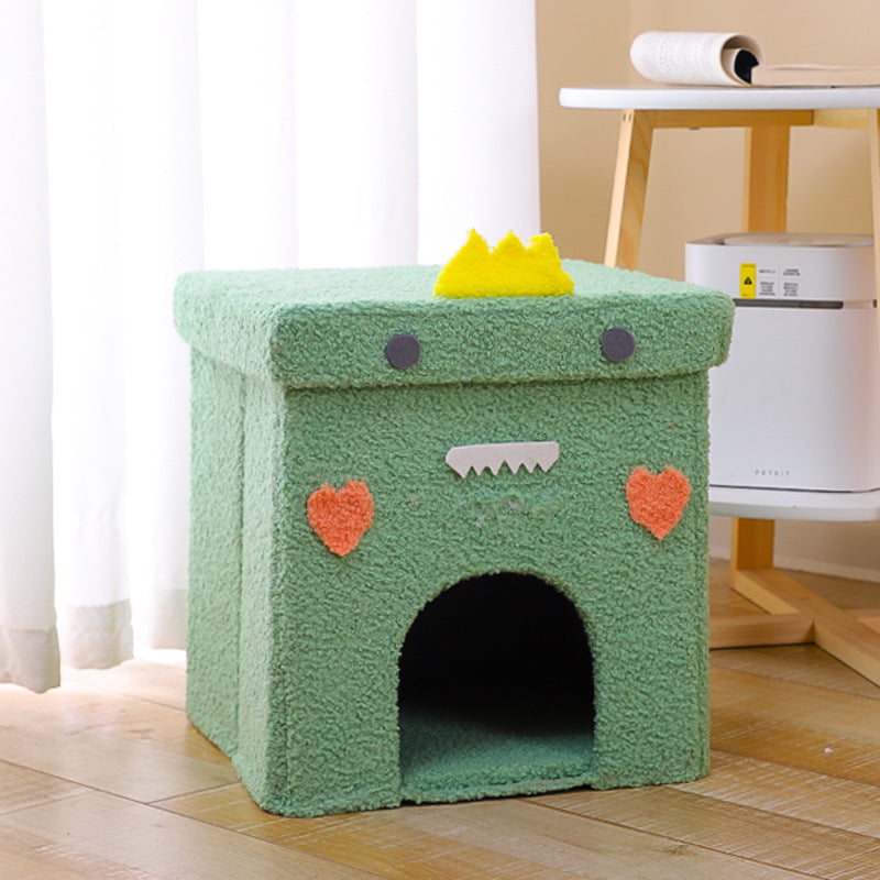KFX-6443069 Foldable Enclosed Cat Nest for All Seasons - Gift Box Style with Various Designs