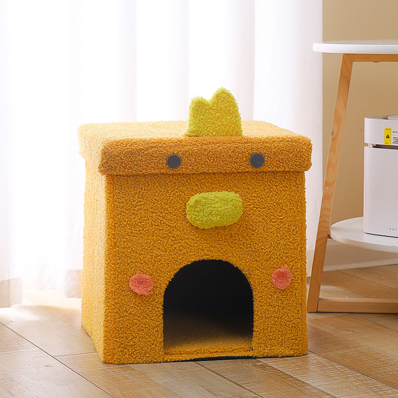 KFX-6443069 Foldable Enclosed Cat Nest for All Seasons - Gift Box Style with Various Designs