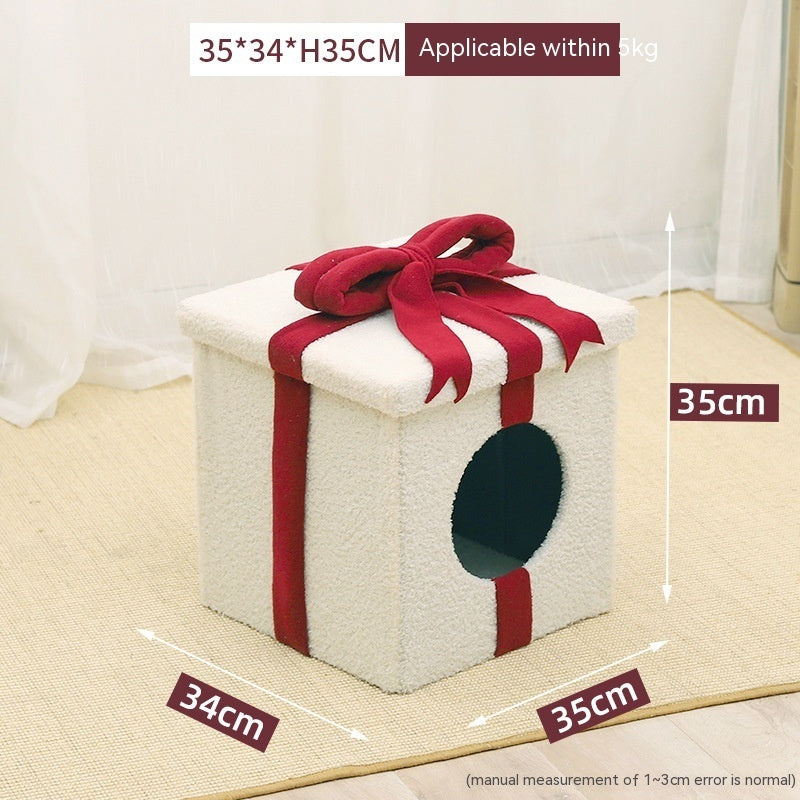 KFX-6443069 Foldable Enclosed Cat Nest for All Seasons - Gift Box Style with Various Designs