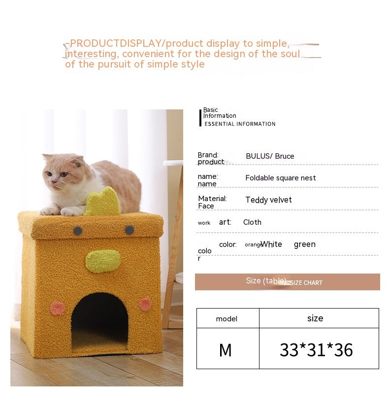 KFX-6443069 Foldable Enclosed Cat Nest for All Seasons - Gift Box Style with Various Designs