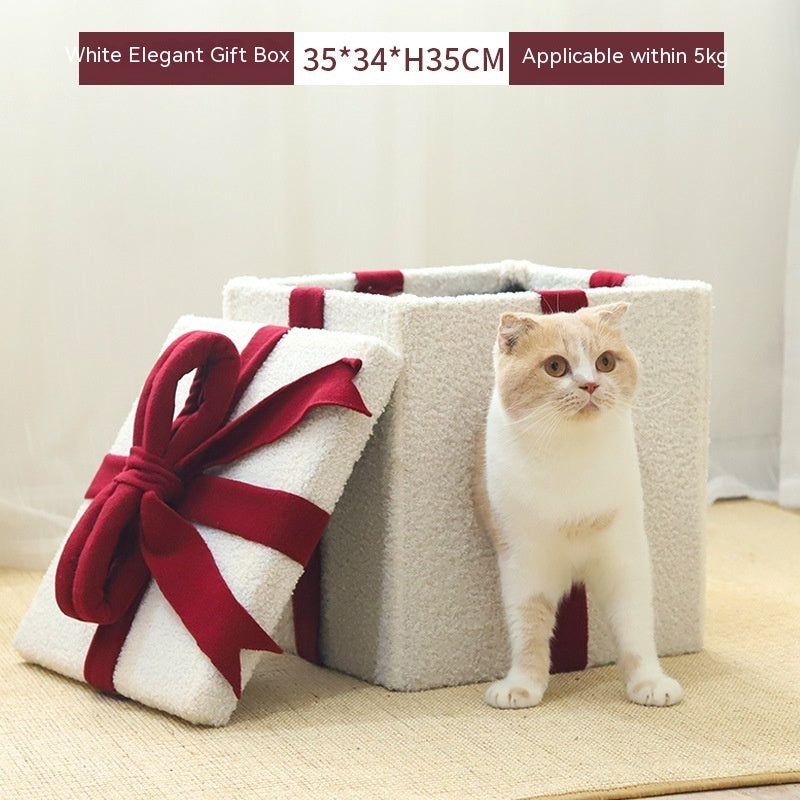 KFX-6443069 Foldable Enclosed Cat Nest for All Seasons - Gift Box Style with Various Designs