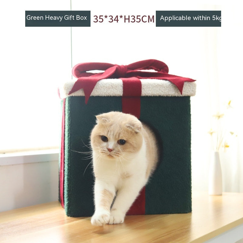 KFX-6443069 Foldable Enclosed Cat Nest for All Seasons - Gift Box Style with Various Designs