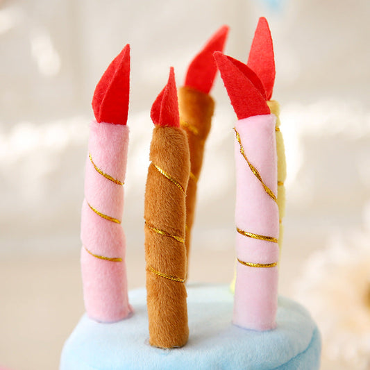 KFX-6443197 Pet Birthday Cake Hat with Adjustable Rope, Cashmere Material, 20x16cm, Fits Pets Up to 45cm