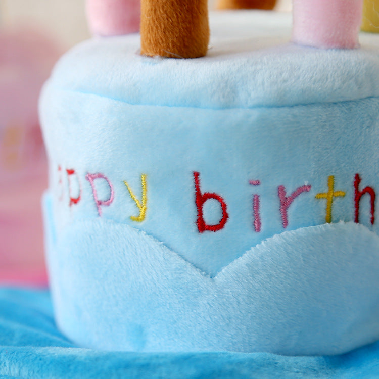KFX-6443197 Pet Birthday Cake Hat with Adjustable Rope, Cashmere Material, 20x16cm, Fits Pets Up to 45cm