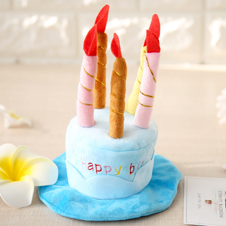 KFX-6443197 Pet Birthday Cake Hat with Adjustable Rope, Cashmere Material, 20x16cm, Fits Pets Up to 45cm