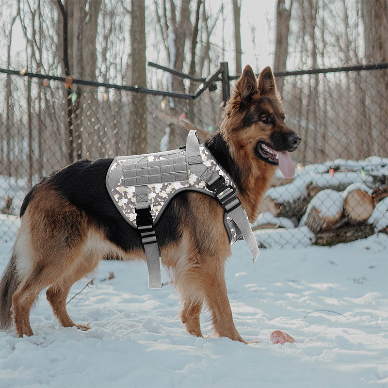 KFX-6444093 Tactical Camouflage Adjustable Harness for Large Dogs - Ideal for Training, Outdoor Activities, and Service Use