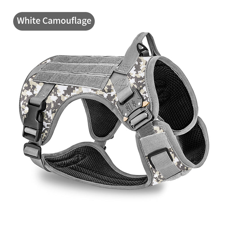 KFX-6444093 Tactical Camouflage Adjustable Harness for Large Dogs - Ideal for Training, Outdoor Activities, and Service Use