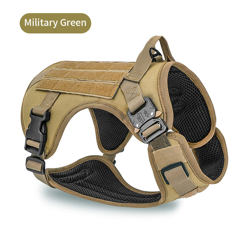 KFX-6444093 Tactical Camouflage Adjustable Harness for Large Dogs - Ideal for Training, Outdoor Activities, and Service Use