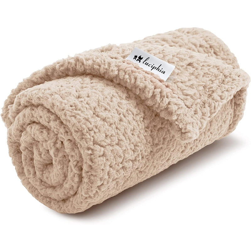 KFX-6444477 Cotton Velvet Pet Blanket for Dogs – Warm, Soft, Available in Black, Beige, and Gray