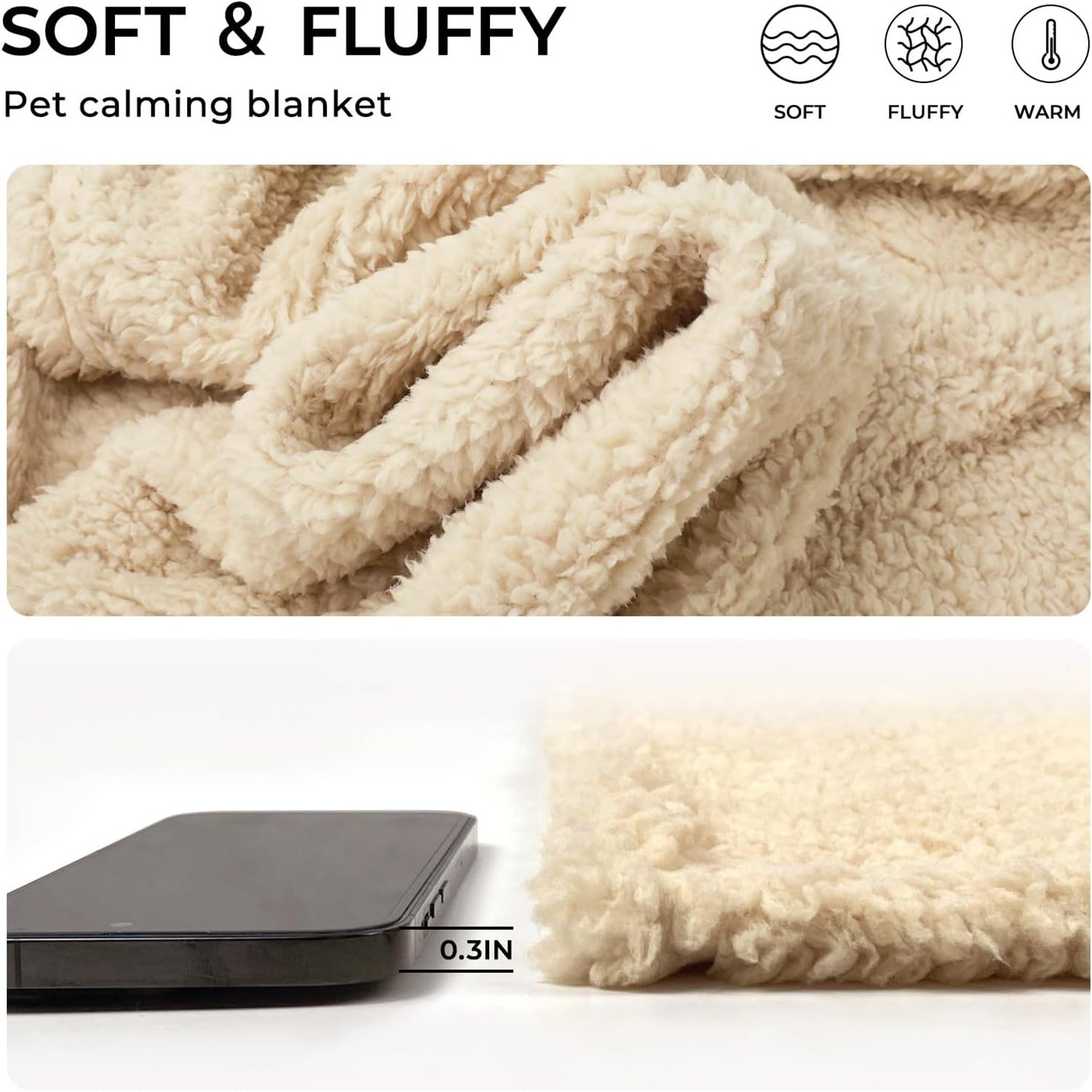 KFX-6444477 Cotton Velvet Pet Blanket for Dogs – Warm, Soft, Available in Black, Beige, and Gray