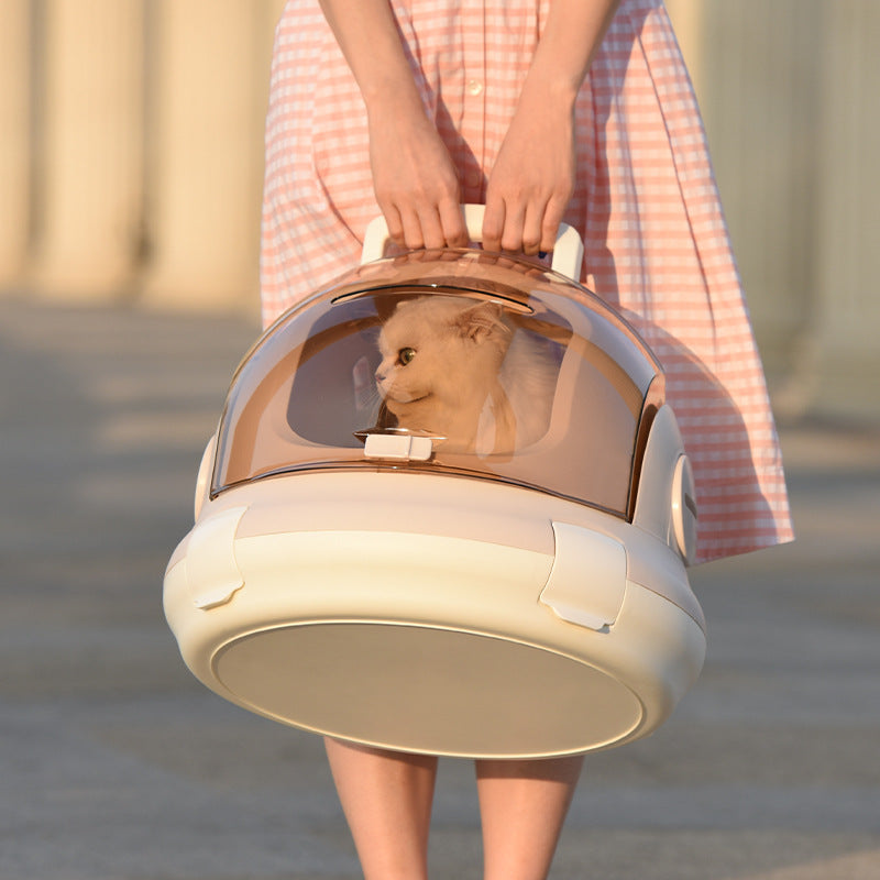 KFX-6444861 Portable Cat Litter Box with Urine Separator - Elegant Gray and Champagne Options