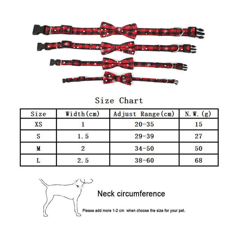 KFX-6446781 Christmas Snowflake Terylene Collar with Red Bow - Multiple Sizes Available
