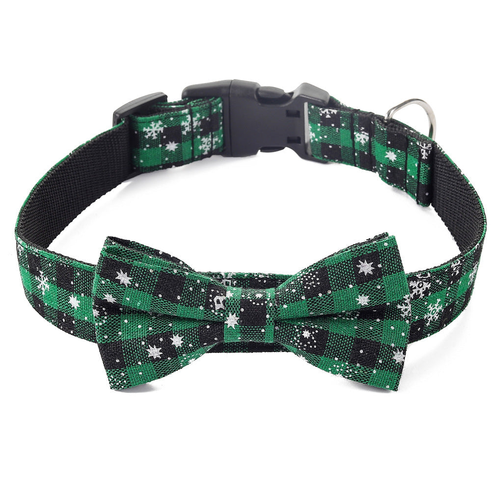 KFX-6446781 Christmas Snowflake Terylene Collar with Red Bow - Multiple Sizes Available