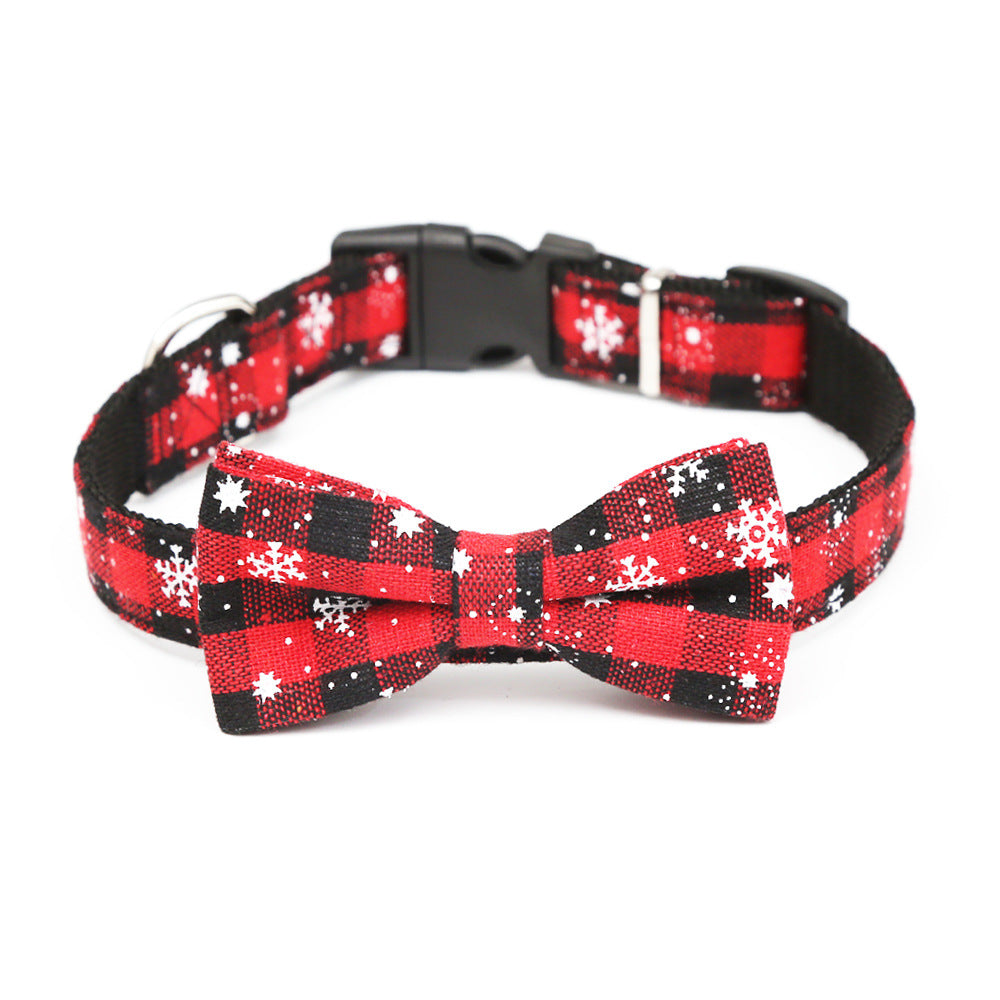 KFX-6446781 Christmas Snowflake Terylene Collar with Red Bow - Multiple Sizes Available