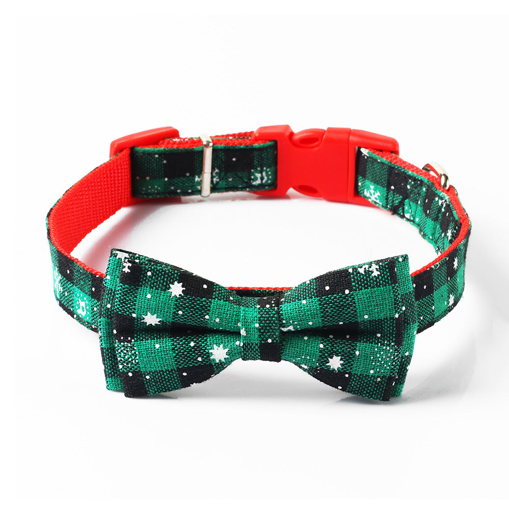 KFX-6446781 Christmas Snowflake Terylene Collar with Red Bow - Multiple Sizes Available