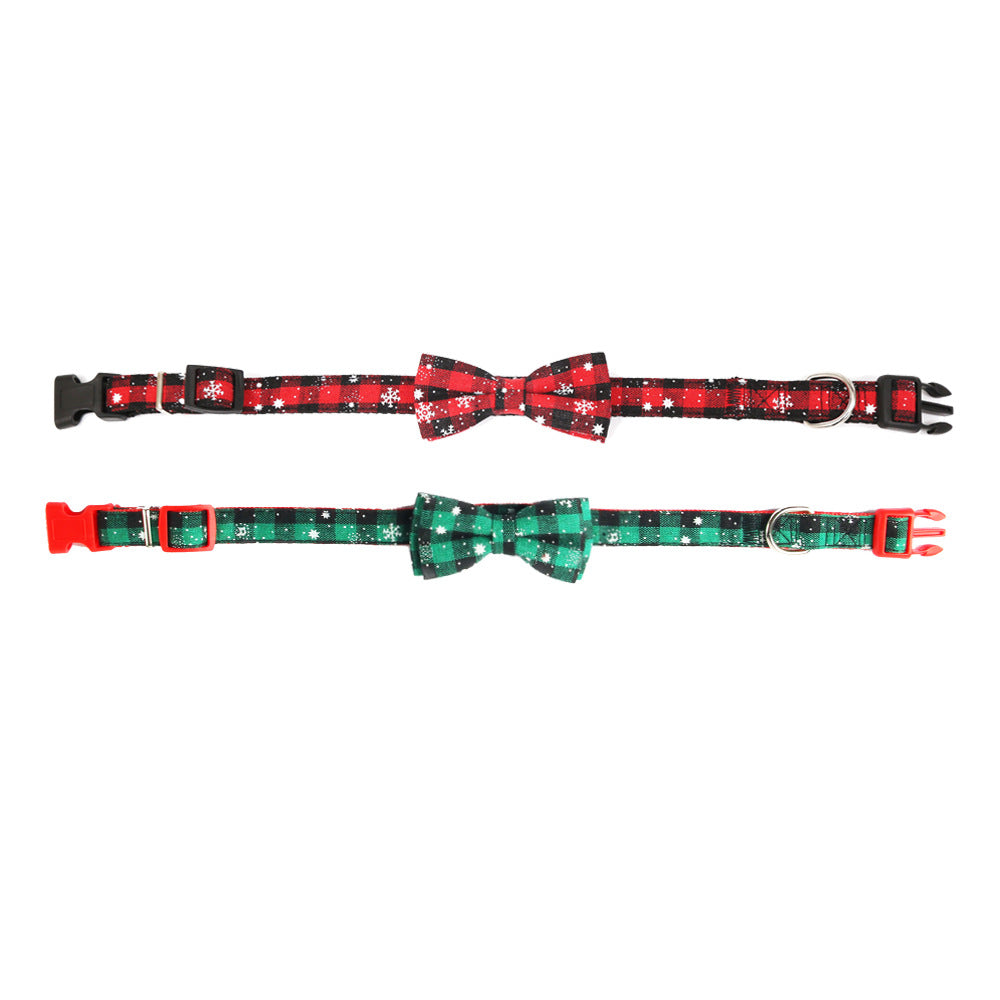 KFX-6446781 Christmas Snowflake Terylene Collar with Red Bow - Multiple Sizes Available