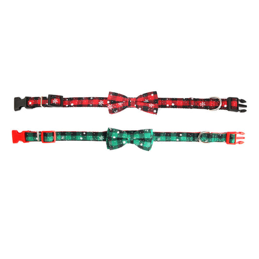 KFX-6446781 Christmas Snowflake Terylene Collar with Red Bow - Multiple Sizes Available