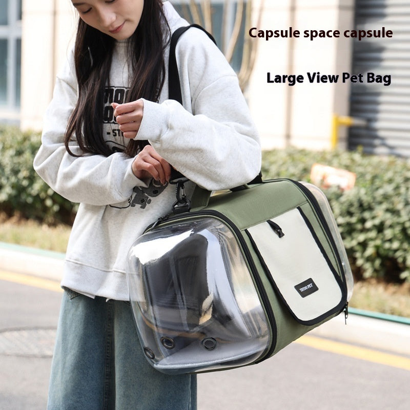 KFX-6447037 Outdoor Large Capacity One-shoulder Pet Carrier - Breathable Oxford Fabric Capsule for Cats up to 10kg