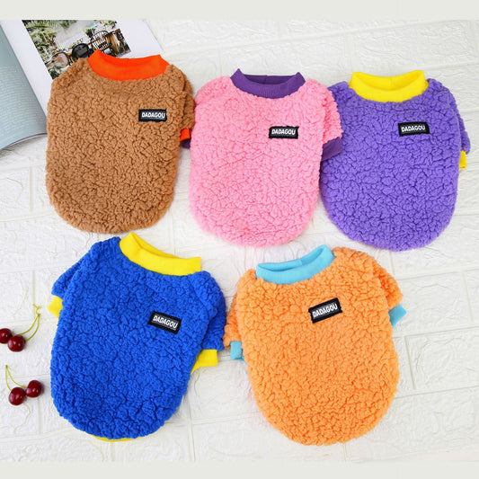 KFX-6451133 Candy-Colored Plush Padded Pet Clothing in Coral Fleece - Multiple Sizes Available