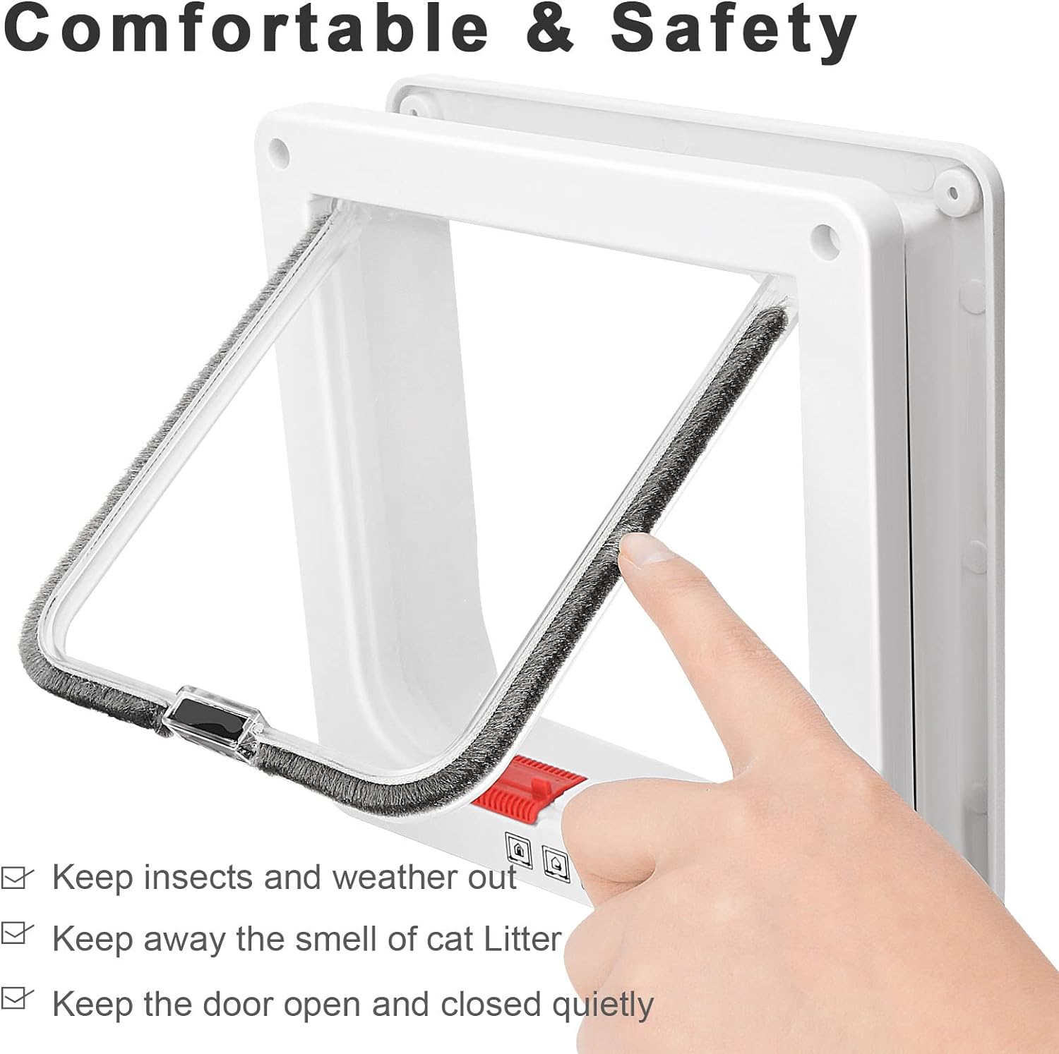KFX-6452029 Weatherproof Cat Flap Door for Thin Windows and Sliding Doors with 4 Lock Modes