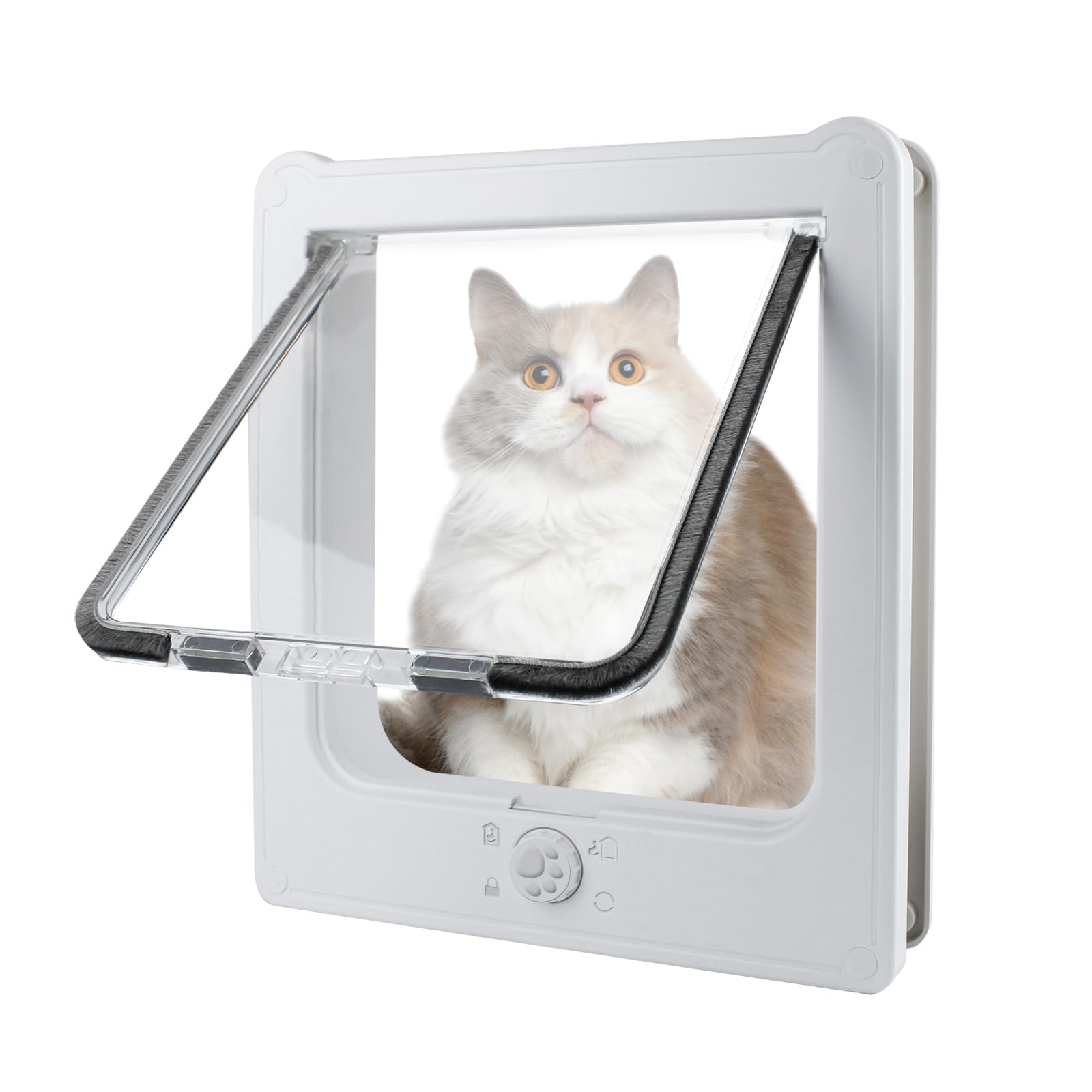 KFX-6452029 Weatherproof Cat Flap Door for Thin Windows and Sliding Doors with 4 Lock Modes