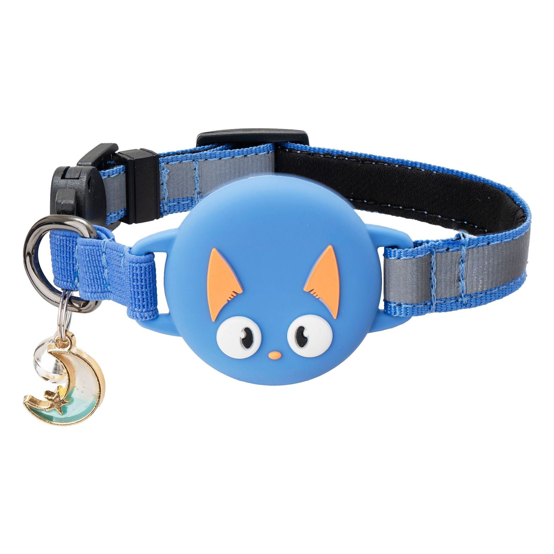 KFX-6452541 Reflective Cat Collar with Silicone Case for Dog Tracker – Cartoon Patterns in Blue, Green, Black, and Pink