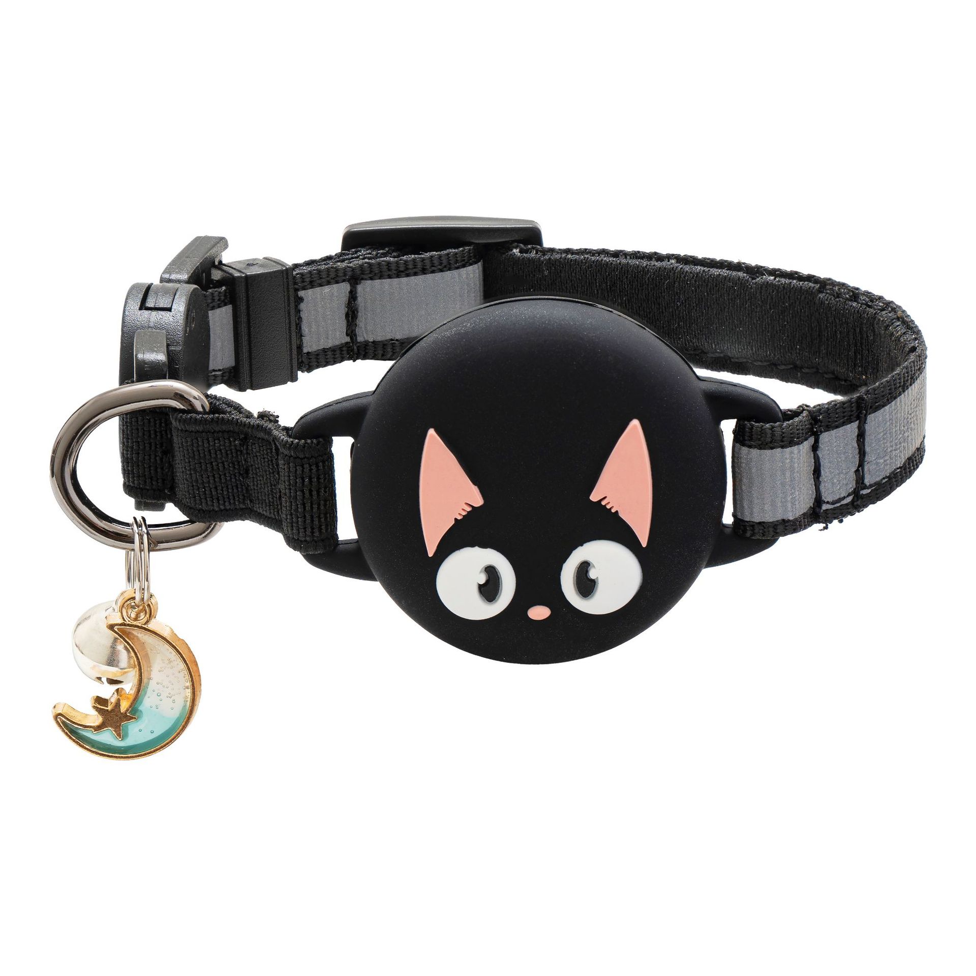 KFX-6452541 Reflective Cat Collar with Silicone Case for Dog Tracker – Cartoon Patterns in Blue, Green, Black, and Pink