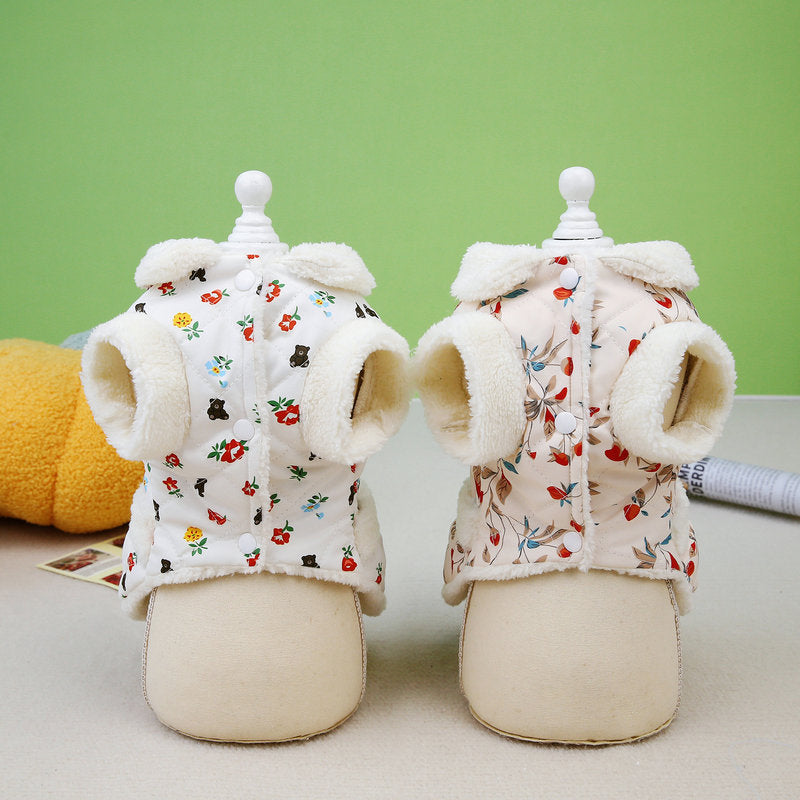 KFX-6454717 Cozy Autumn and Winter Cat Clothes in White and Pink, Available in Multiple Sizes