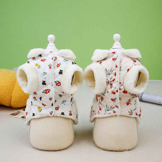 KFX-6454717 Cozy Autumn and Winter Cat Clothes in White and Pink, Available in Multiple Sizes