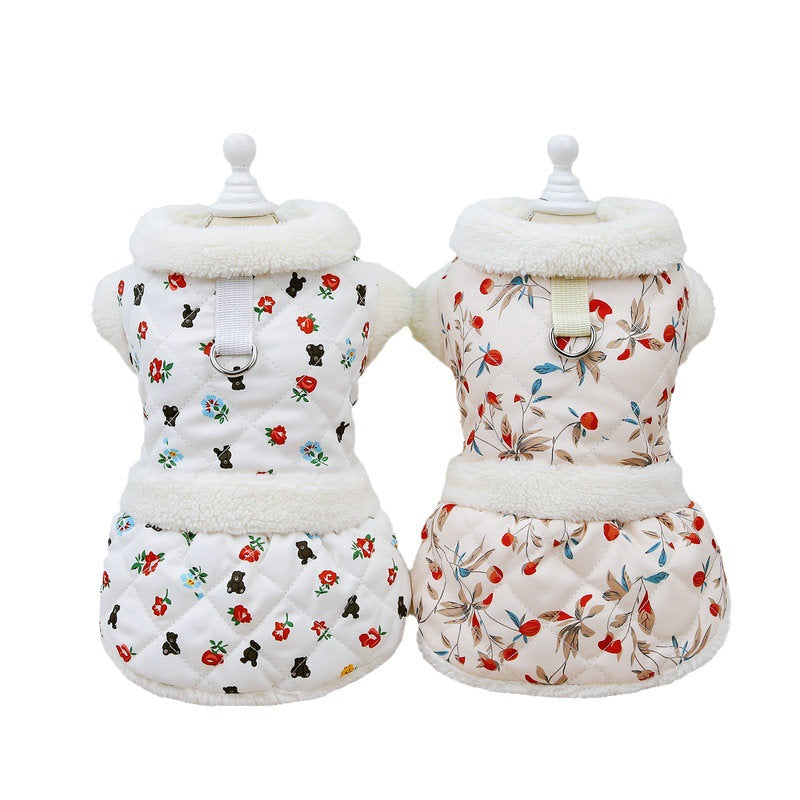 KFX-6454717 Cozy Autumn and Winter Cat Clothes in White and Pink, Available in Multiple Sizes