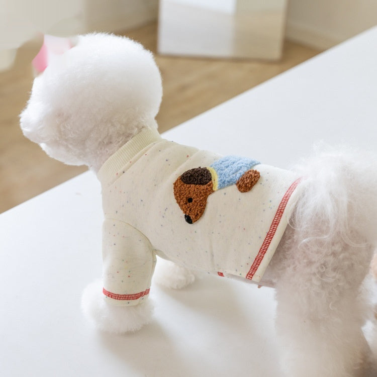 KFX-6455613 Warm VIP Teddy Pet Brushed Hoody for Autumn and Winter in White, Sizes 2XS to 3XL