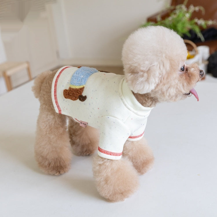 KFX-6455613 Warm VIP Teddy Pet Brushed Hoody for Autumn and Winter in White, Sizes 2XS to 3XL