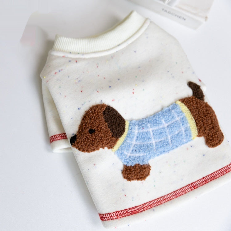 KFX-6455613 Warm VIP Teddy Pet Brushed Hoody for Autumn and Winter in White, Sizes 2XS to 3XL